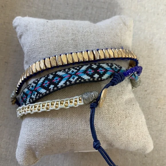 Stella and Dot Vista wrap bracelet blue gold - Picture 3 of 3